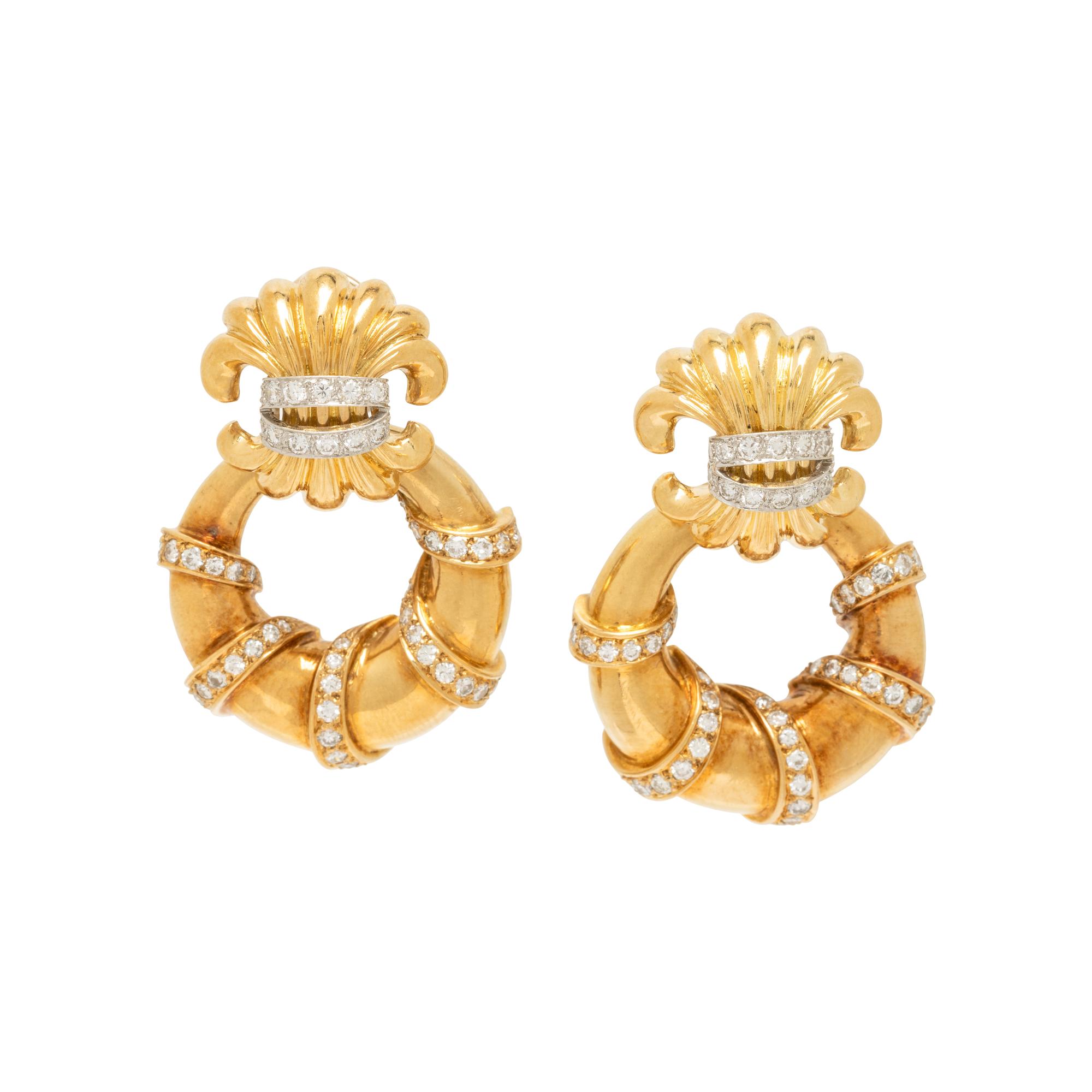 YELLOW GOLD AND DIAMOND CONVERTIBLE EARRINGS