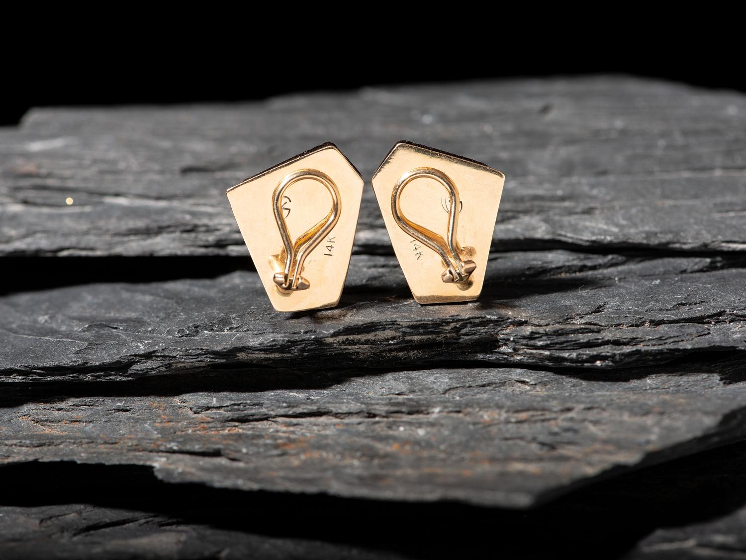 14K Gold and Turquoise Clip Earrings