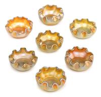 Set of seven Favrile Glass salts tiffany studios, new york, ny, early 20th century