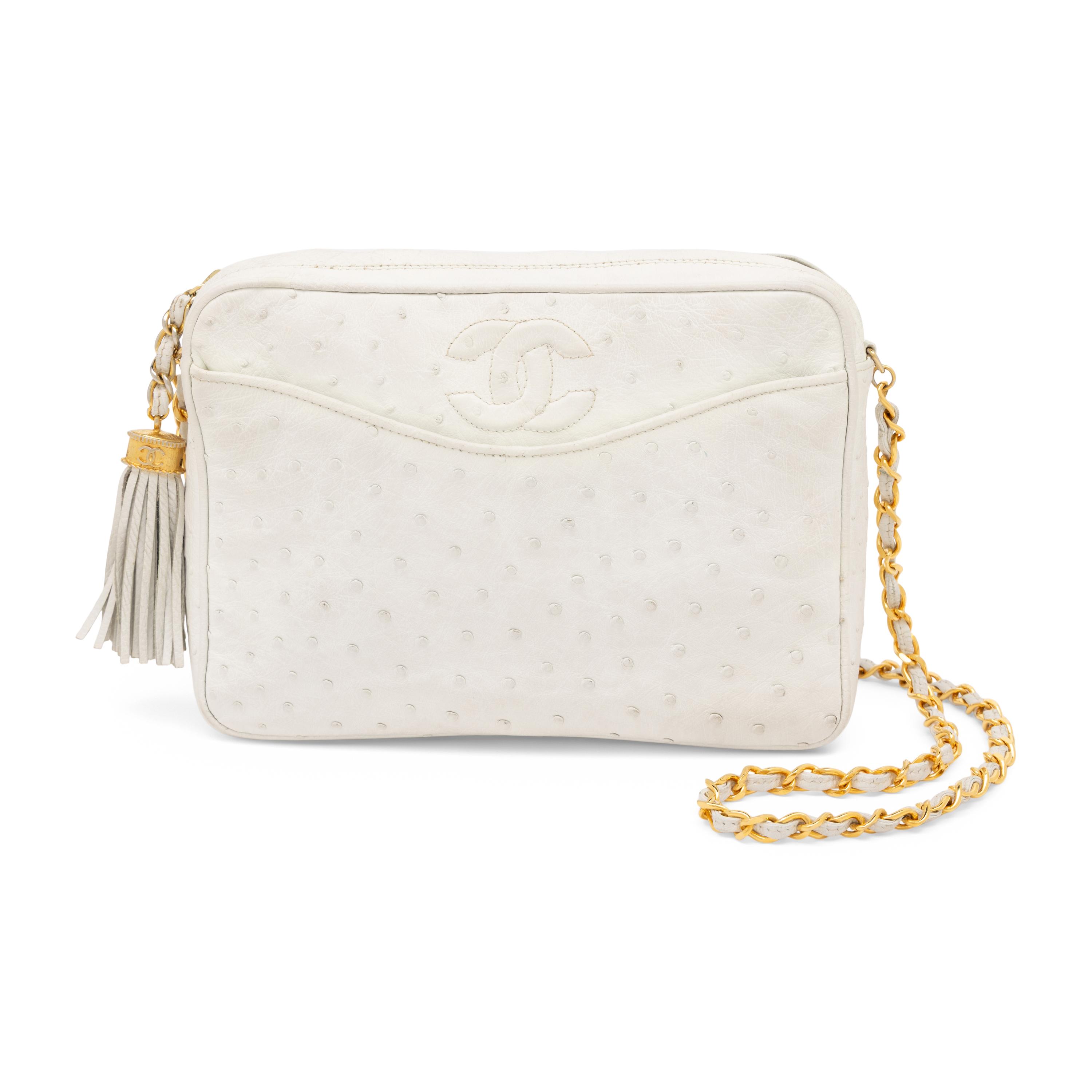 Chanel, Camera Bag in White Ostrich