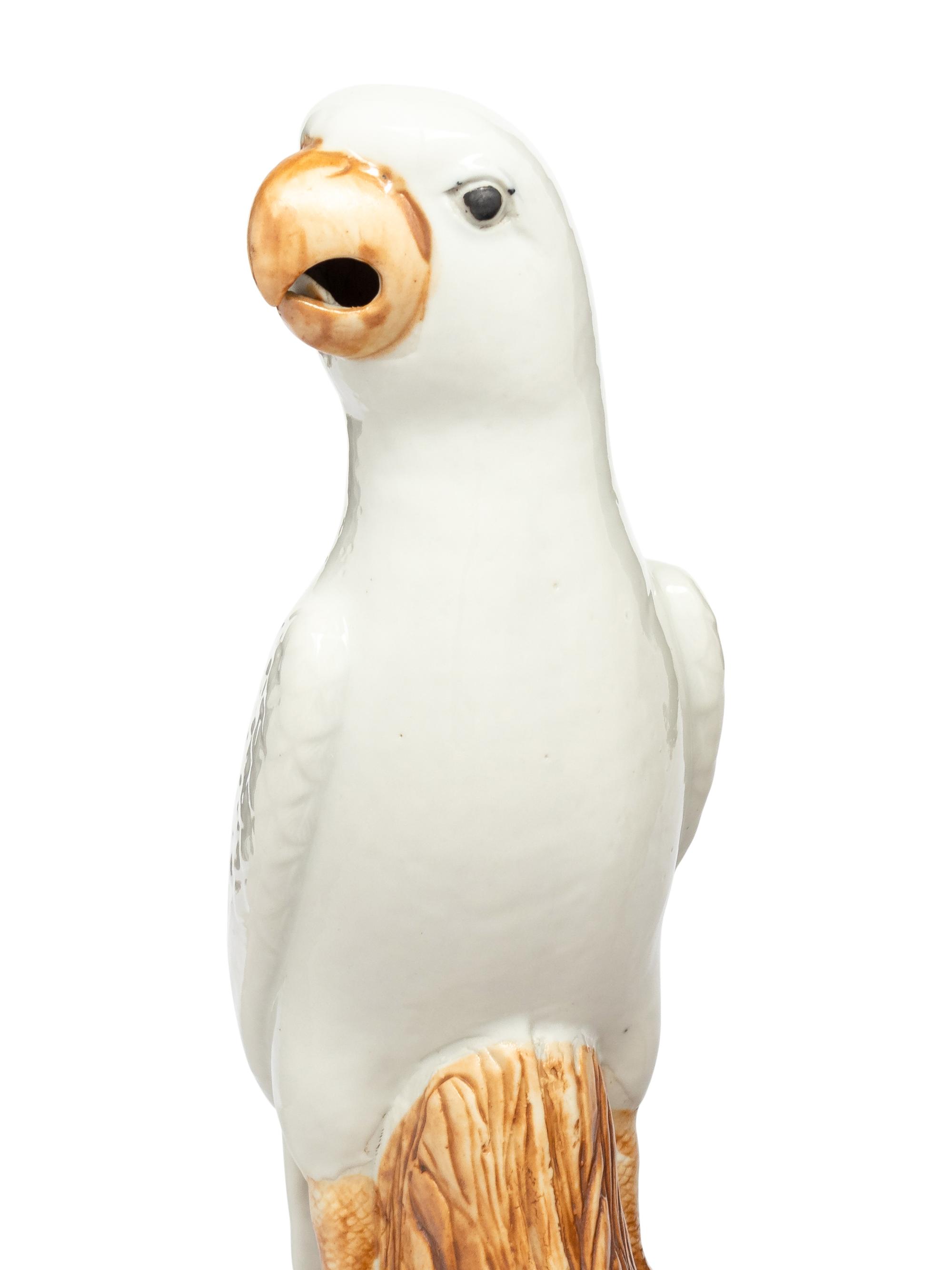 A Pair of Chinese Export Porcelain Parrots