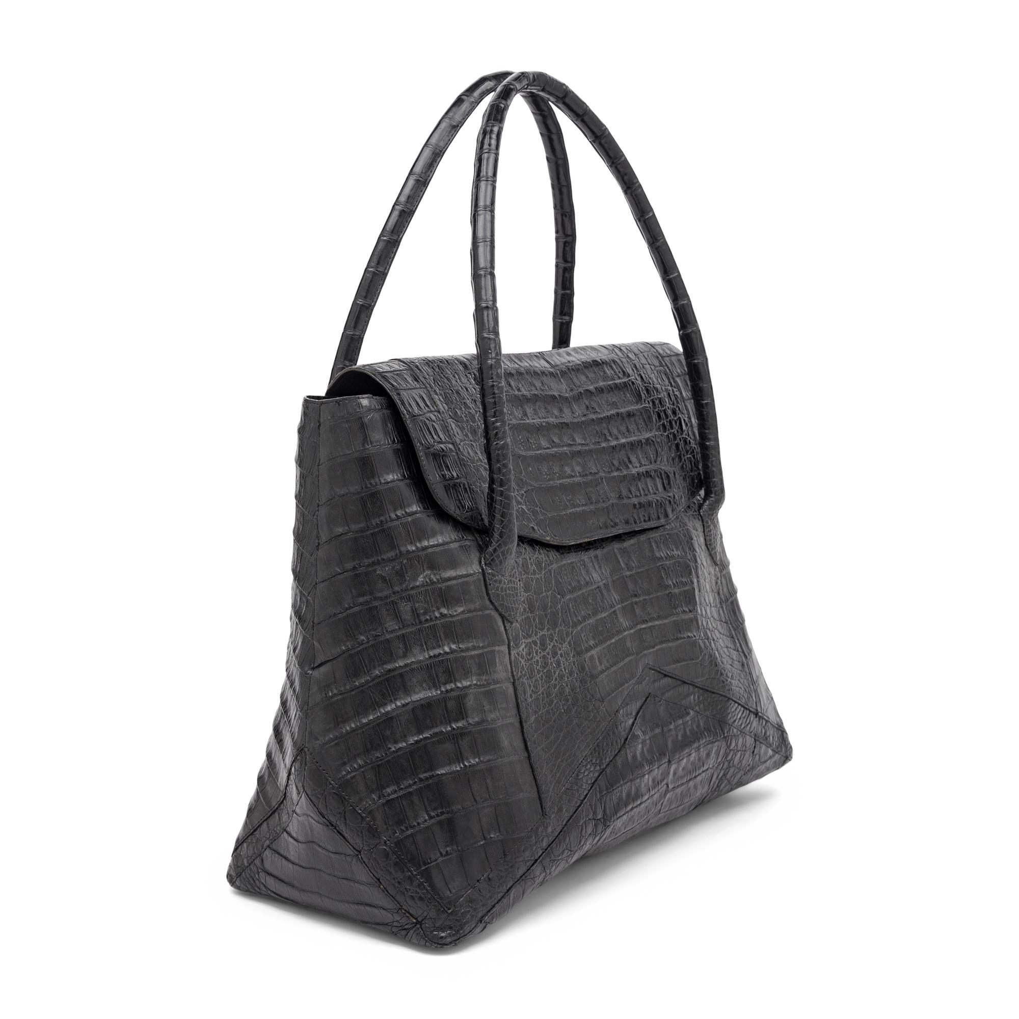 Nancy Gonzales, Large Black Crocodile Tote