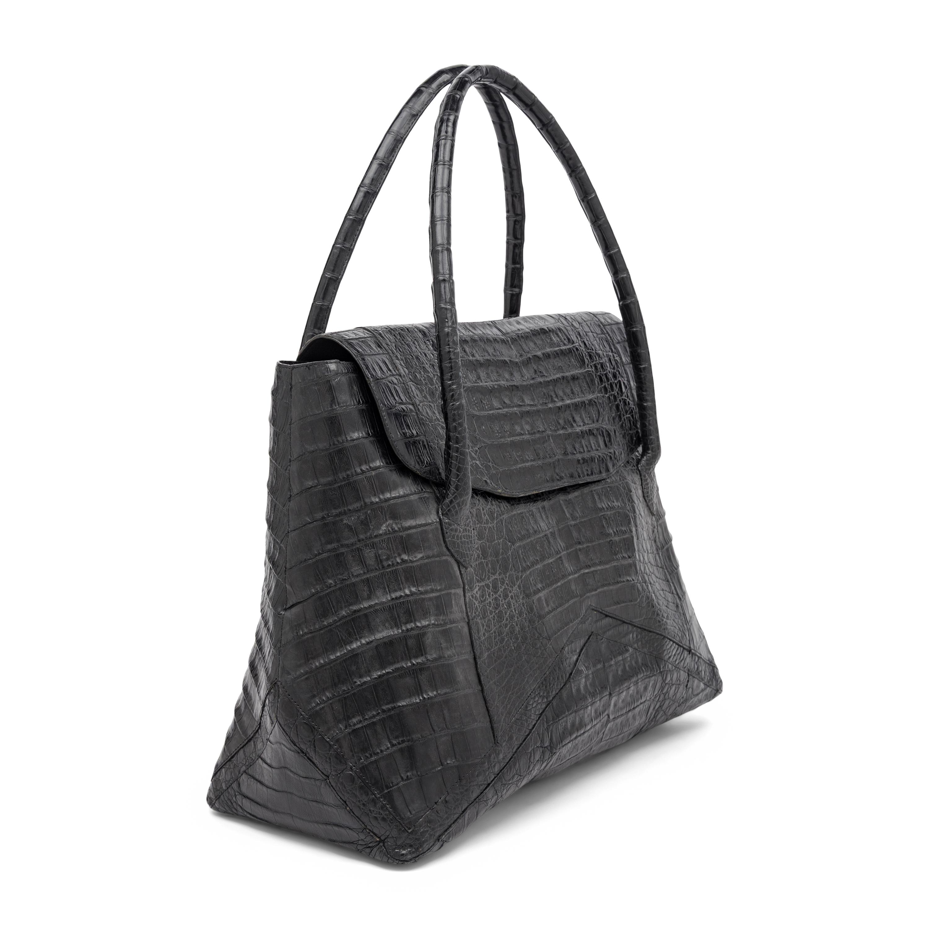 Nancy Gonzales, Large Black Crocodile Tote