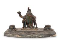 An Austrian Cold Painted Cast Metal Figural Ink Stand in the Manner of Franz Bergman