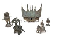 Five Miscellaneous Indonesian Brass Scuptures Height of taller 12 inches. — 20th CENTURY