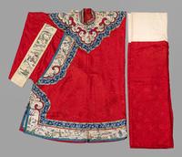 A Red Ground Embroidered Silk Lady's Jacket and Pants