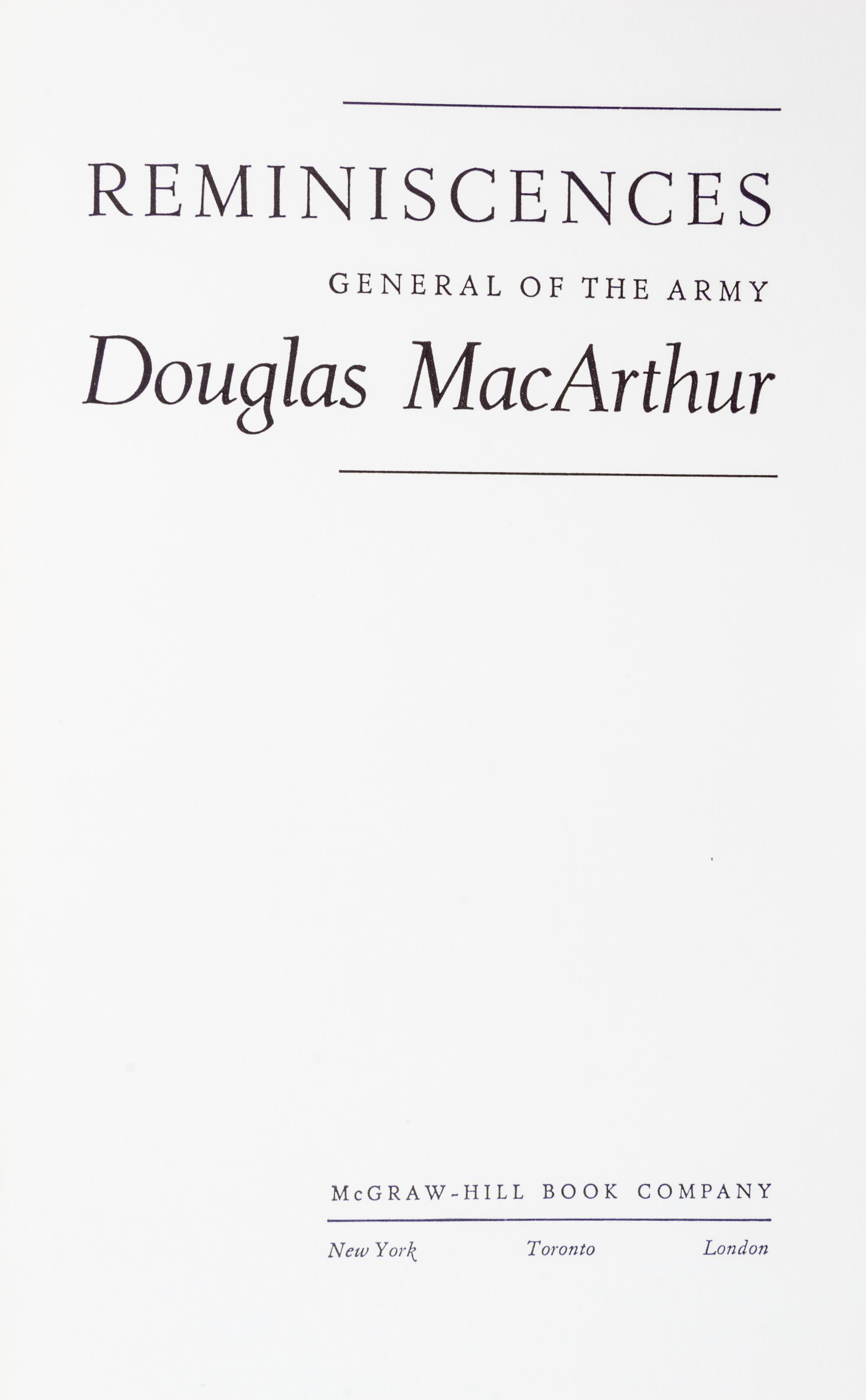 MACARTHUR, DOUGLAS. Reminiscences. New York, 1964. Limited, signed.