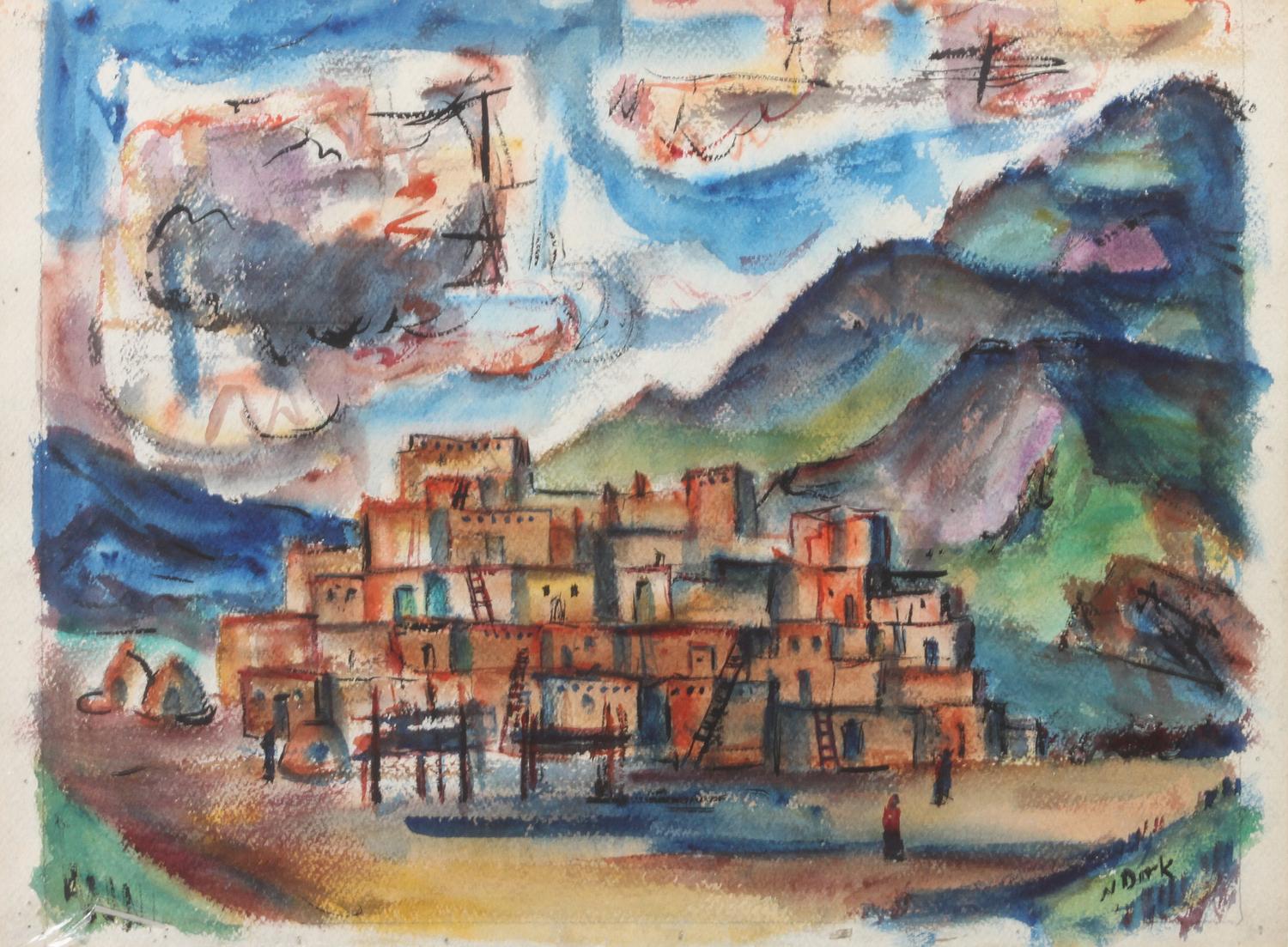 Nathaniel Dirk, (American, 1895-1961), Adobe Pueblo