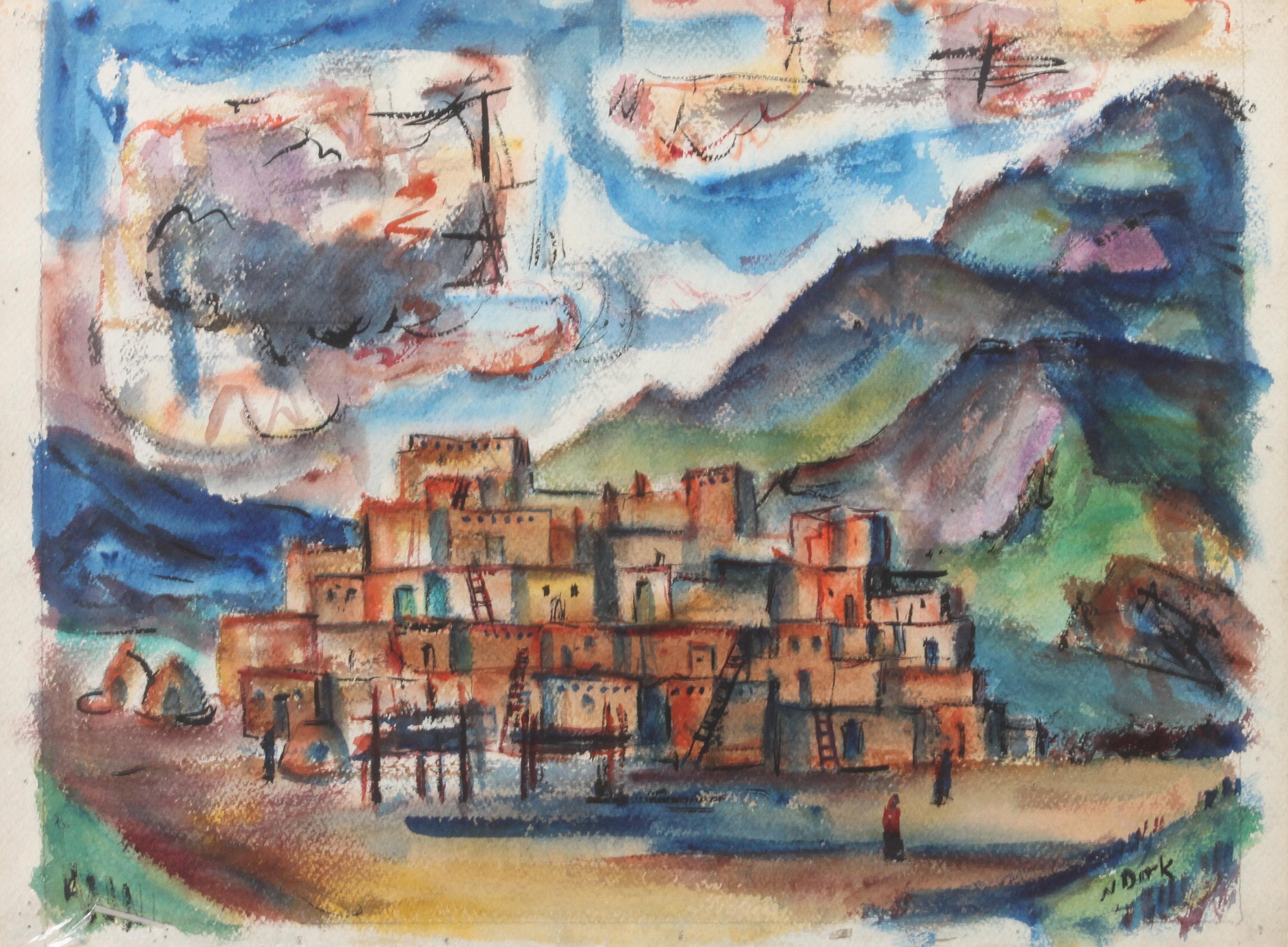 Nathaniel Dirk, (American, 1895-1961), Adobe Pueblo