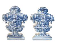 A Pair of Portuguese Tile Urn-Form Wall Appliqu és