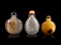 Three Chinese Hardstone Snuff Bottles