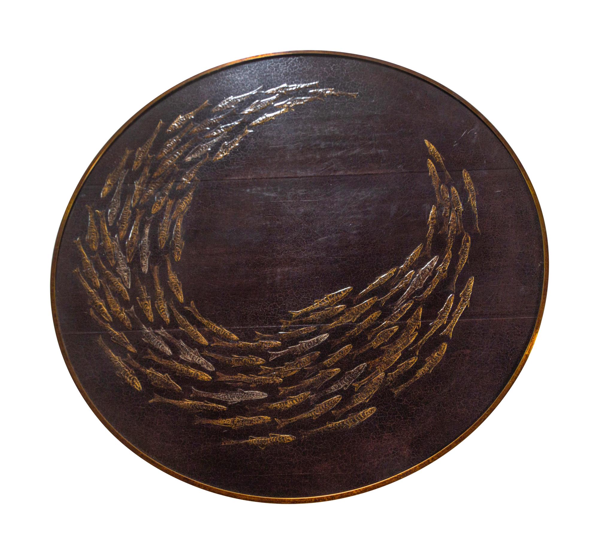 A Lacquered Fish Motif Table Retailed by Holly Hunt