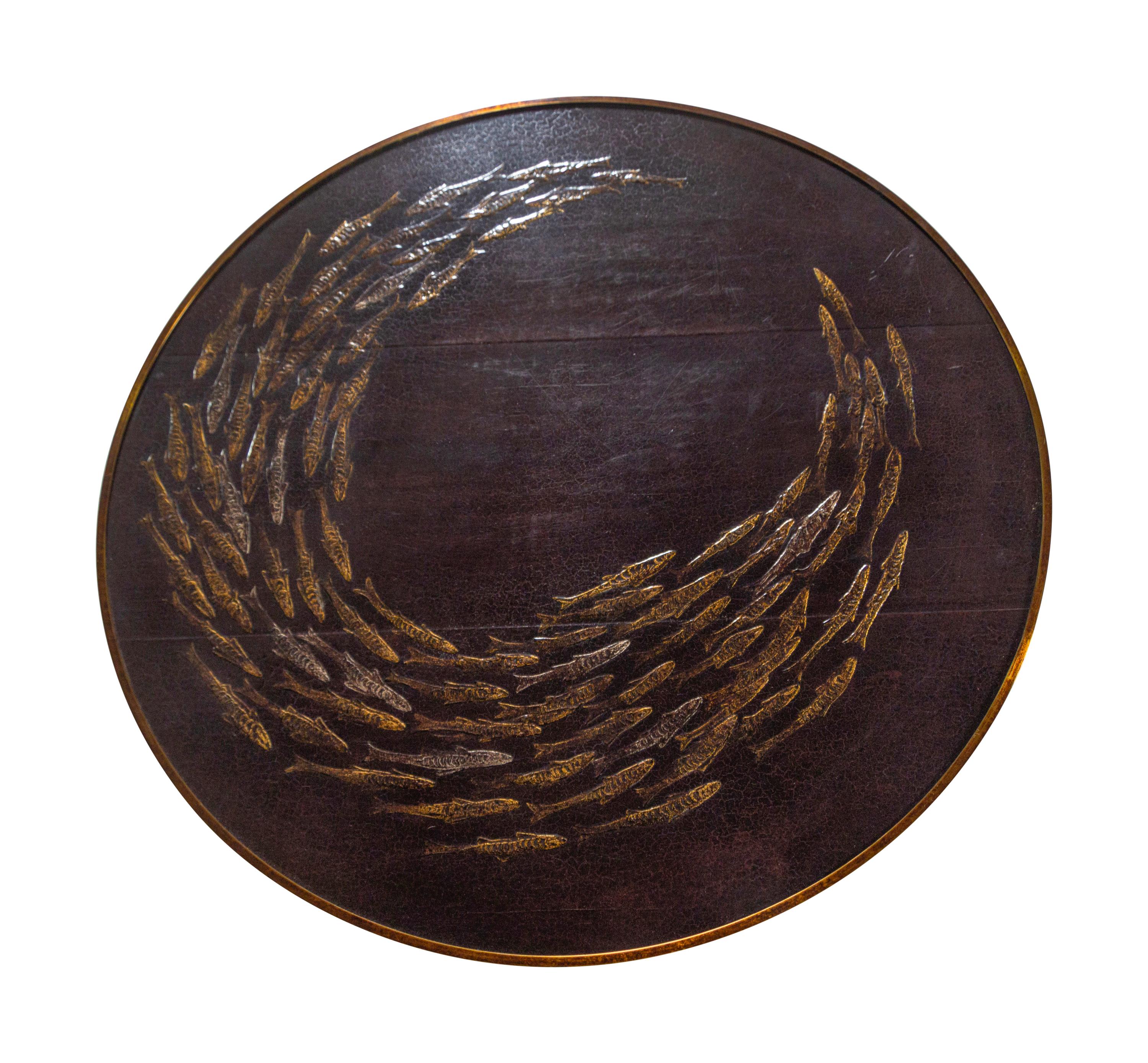 A Lacquered Fish Motif Table Retailed by Holly Hunt