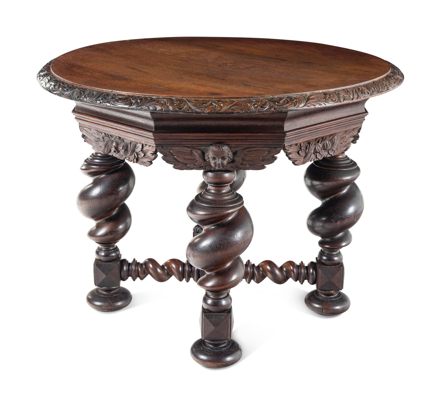 A Continental Carved Oak Center Table