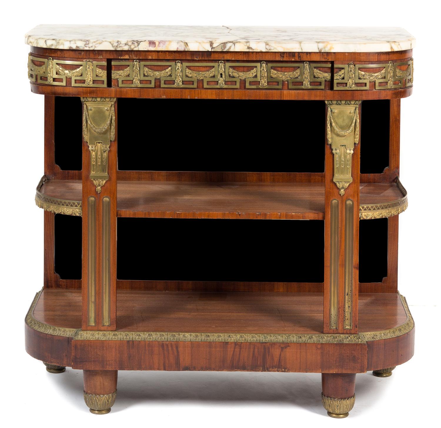 A Louis XVI Style Gilt Bronze Mounted Server Height 42 x width 44 1/2 x depth 19 1/4 inches. — 19TH/20TH CENTURY