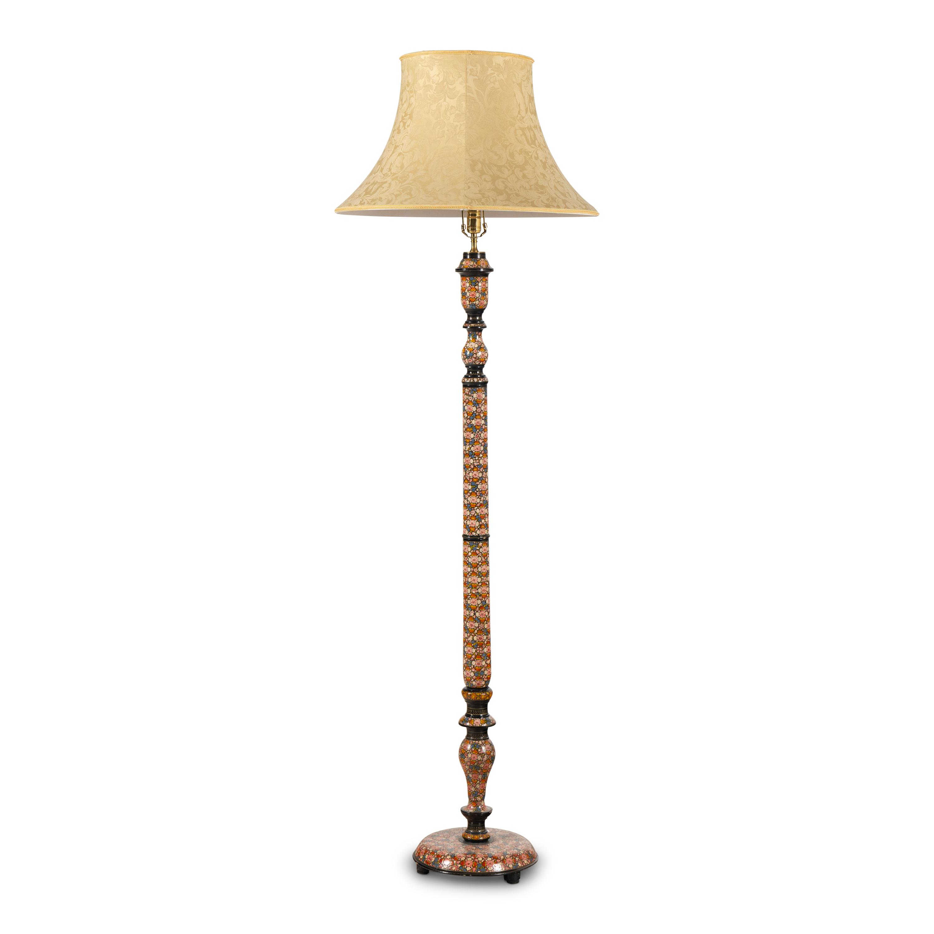 A Kashmiri Lacquer Floor Lamp