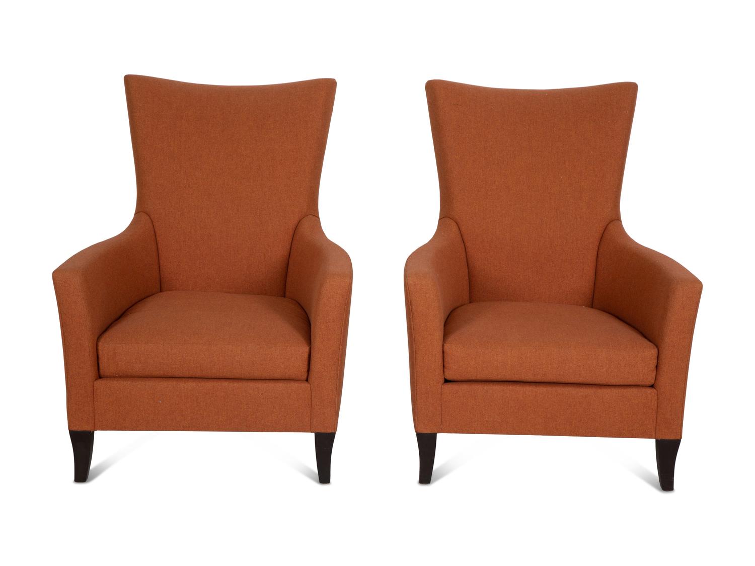 A Pair of Upholstered Club Chairs by John Hutton for Holly Hunt