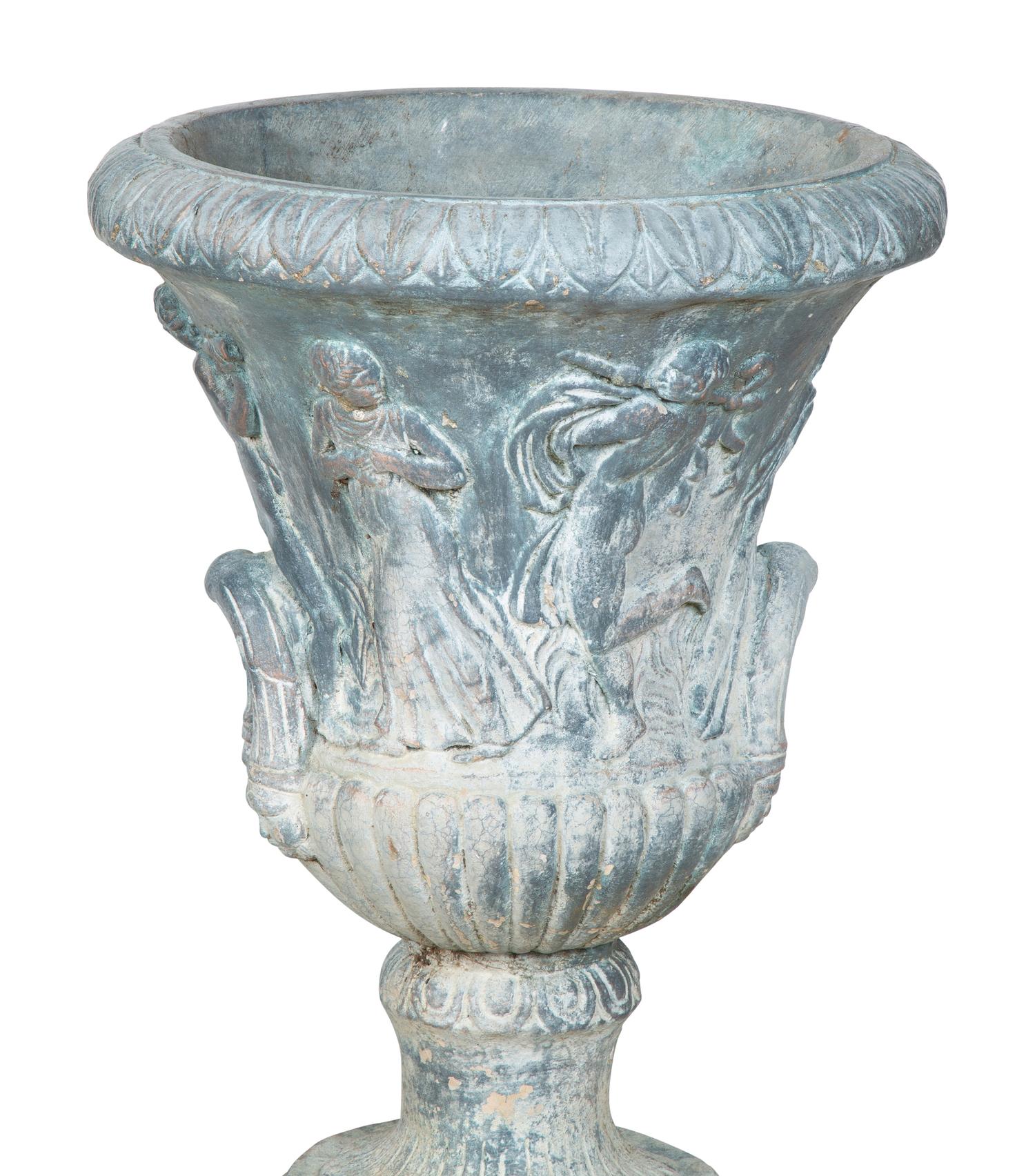 A Pair of Cast Cement Garden Urns