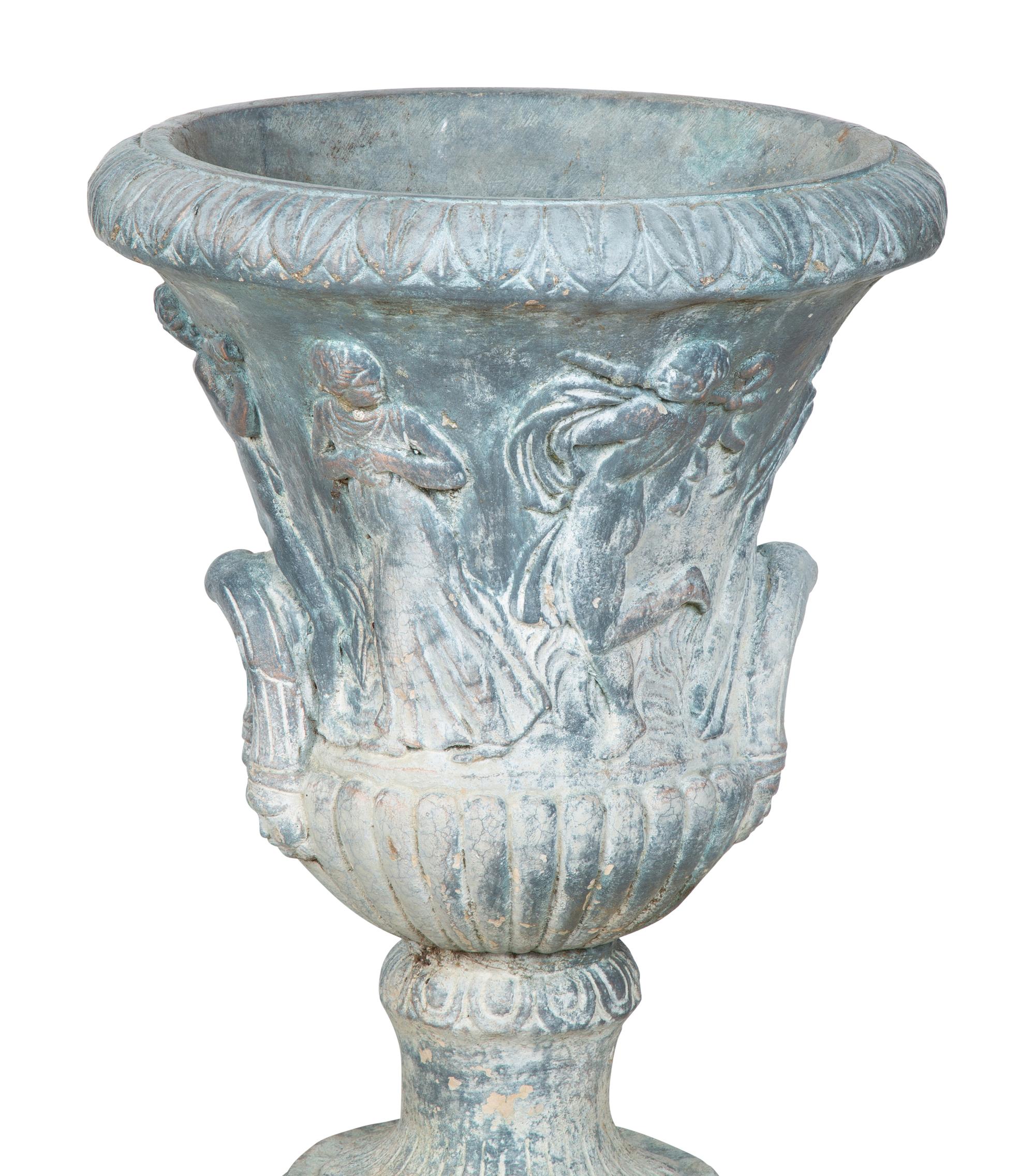 A Pair of Cast Cement Garden Urns