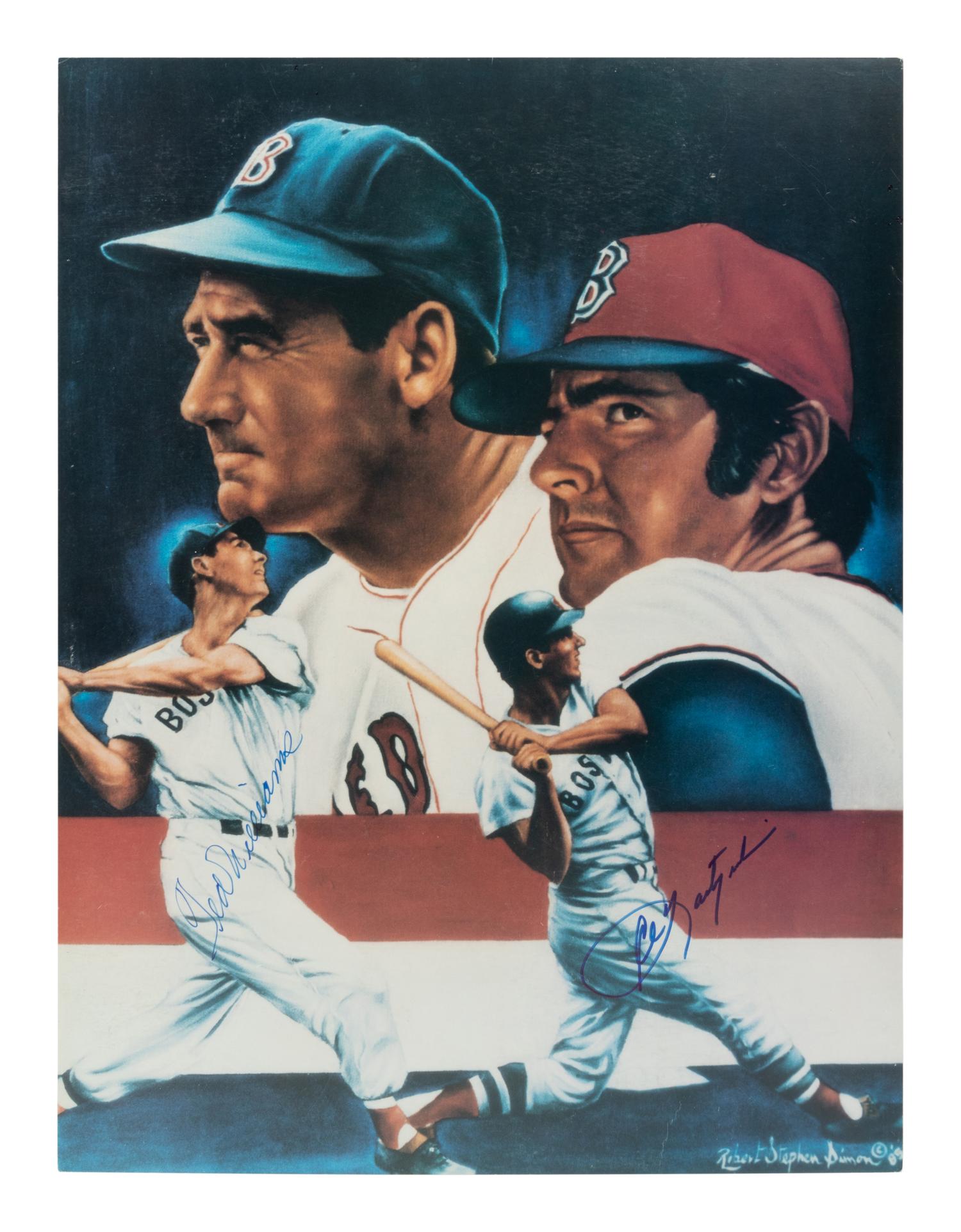 A Ted Williams and Carl Yastrzemski Signed Autograph Poster (Beckett Authentication Services Letter BAS Certified),