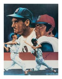 A Ted Williams and Carl Yastrzemski Signed Autograph Poster (Beckett Authentication Services Letter BAS Certified),