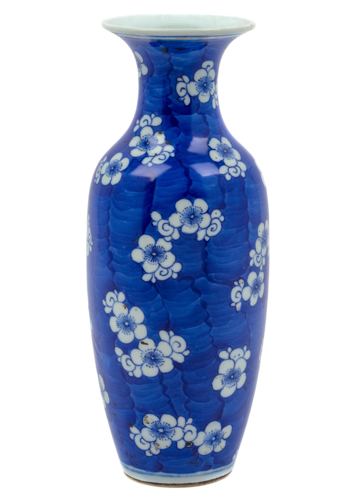 A Chinese Blue and White Porcelain Ice Crackle and Prunus Vase