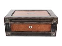 An Early Victorian Mother-of-Pearl Inlaid Amboyna and Burlwood Writing Slope