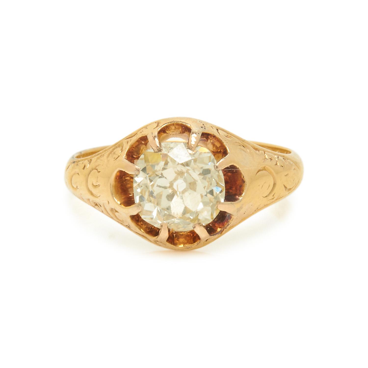 ANTIQUE, YELLOW GOLD AND DIAMOND RING