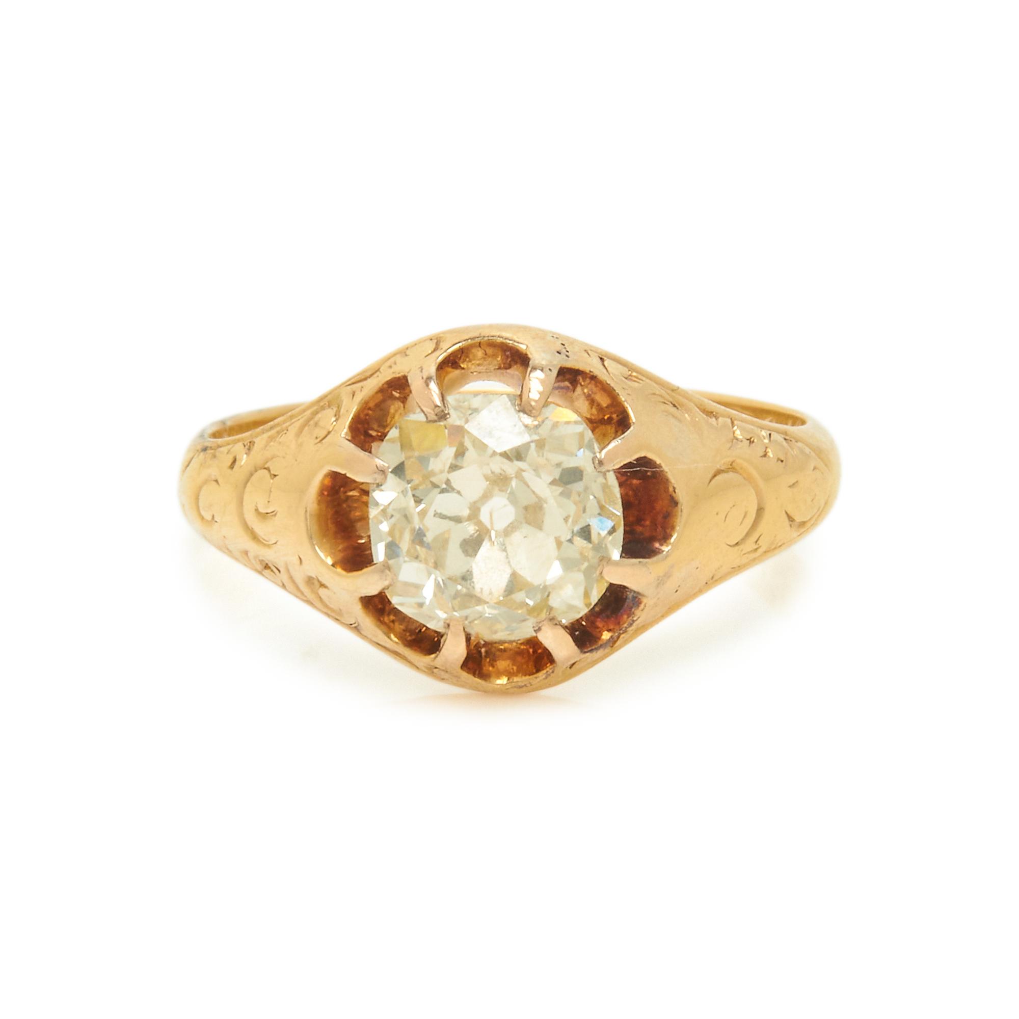 ANTIQUE, YELLOW GOLD AND DIAMOND RING