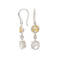 FANCY VIVID YELLOW DIAMOND AND DIAMOND EARRINGS