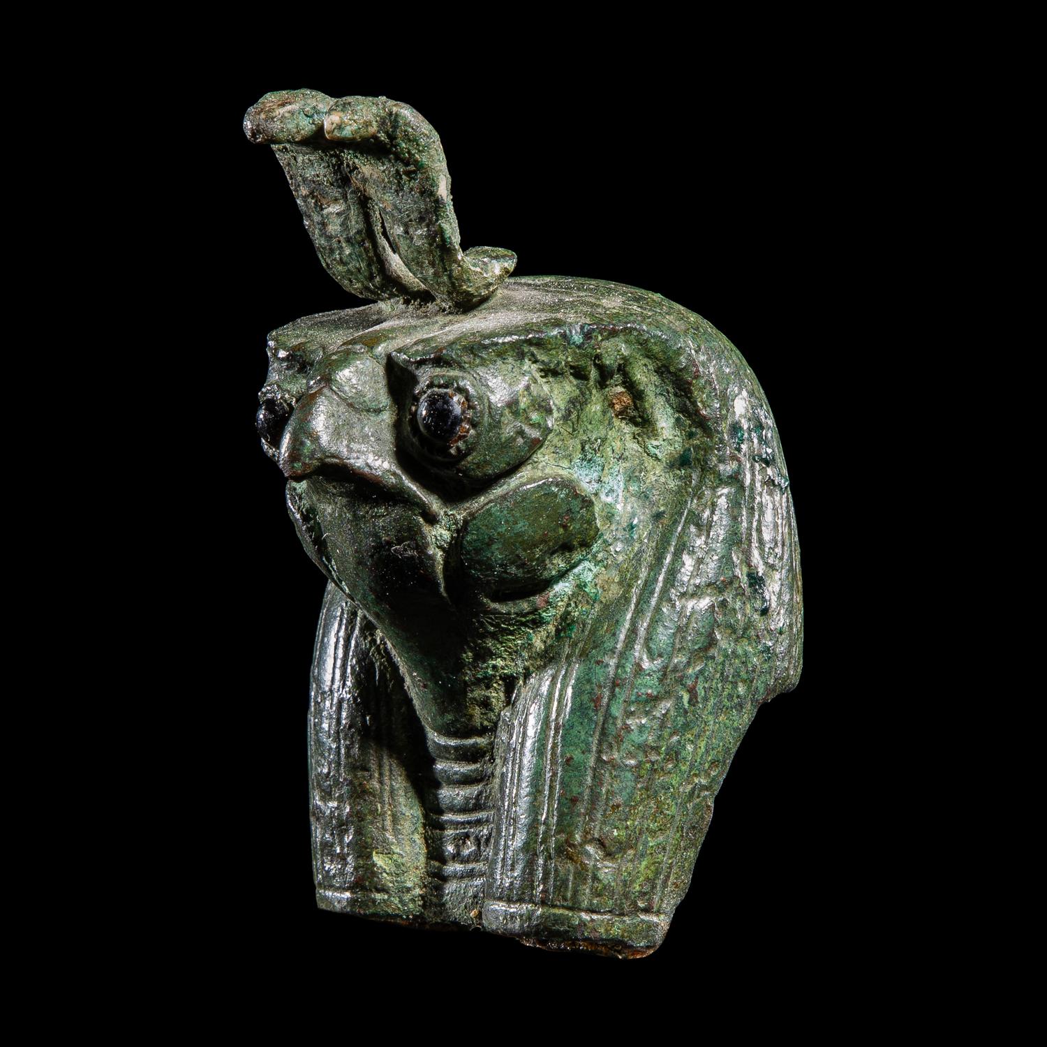 An Egyptian Bronze Head of Montu