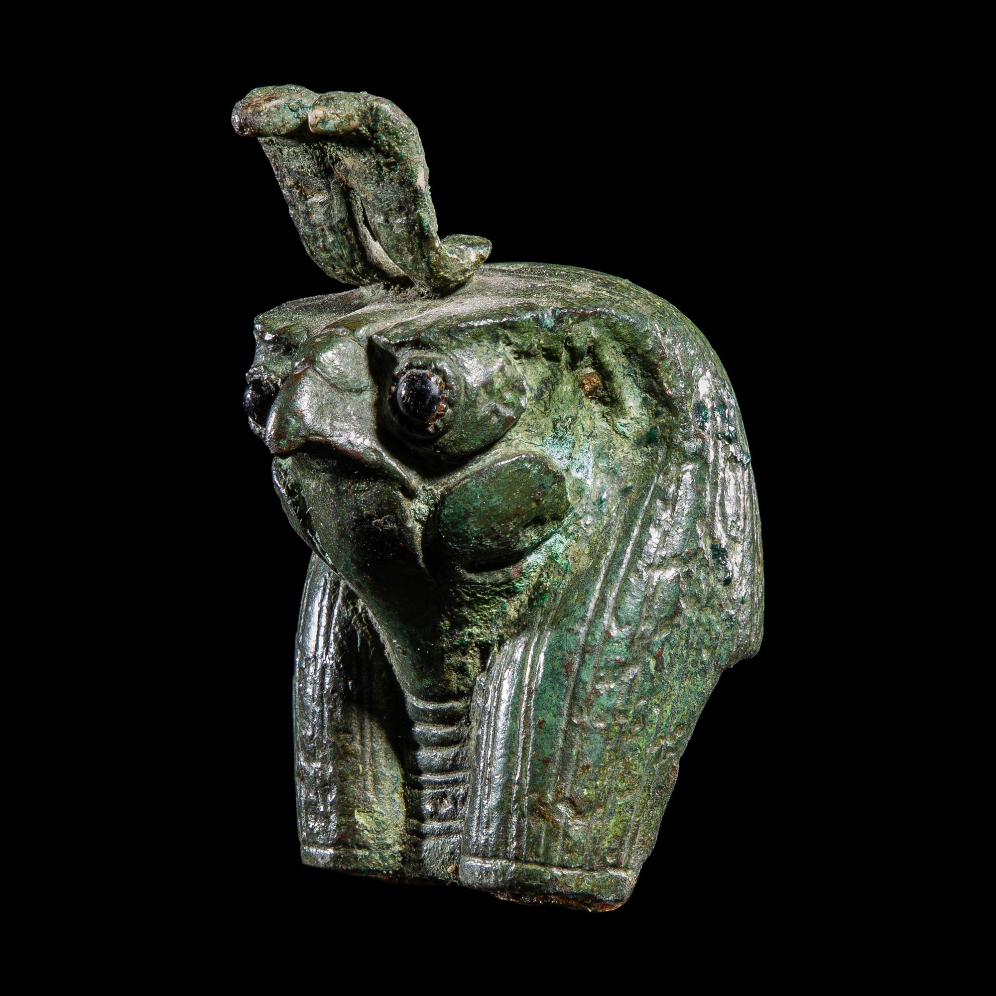 An Egyptian Bronze Head of Montu