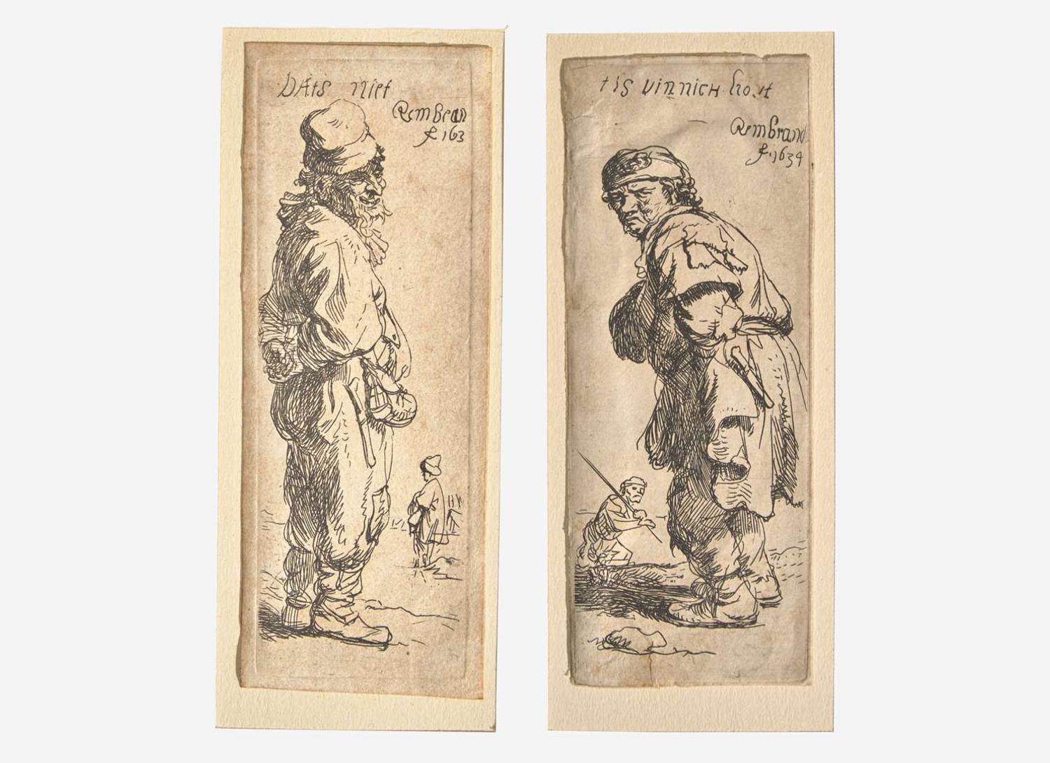 Rembrandt van Rijn (Dutch, 1606–1669) - A Peasant Calling Out: 'tis vinnich kout' and A Peasant Replying: 'dats niet' (A Pair)