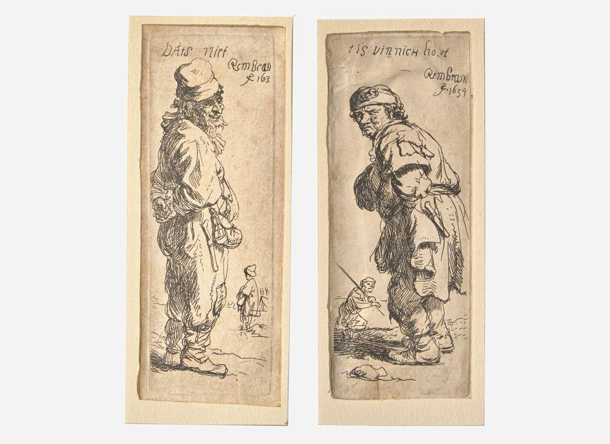 Rembrandt van Rijn (Dutch, 1606–1669) - A Peasant Calling Out: 'tis vinnich kout' and A Peasant Replying: 'dats niet' (A Pair)