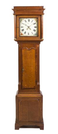 An American Oak Tall Case Clock Height 82 inches. — LATE 18TH CENTURY