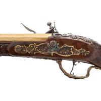 Contemporary Cased Pair of Flintlock Pistols in the Style of Leopold Becher by John B. Derrick (American, b.1936)