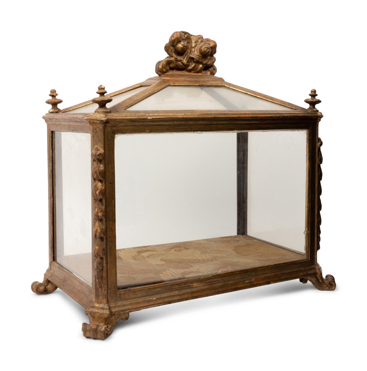 An Italian Giltwood Reliquary Vitrine
