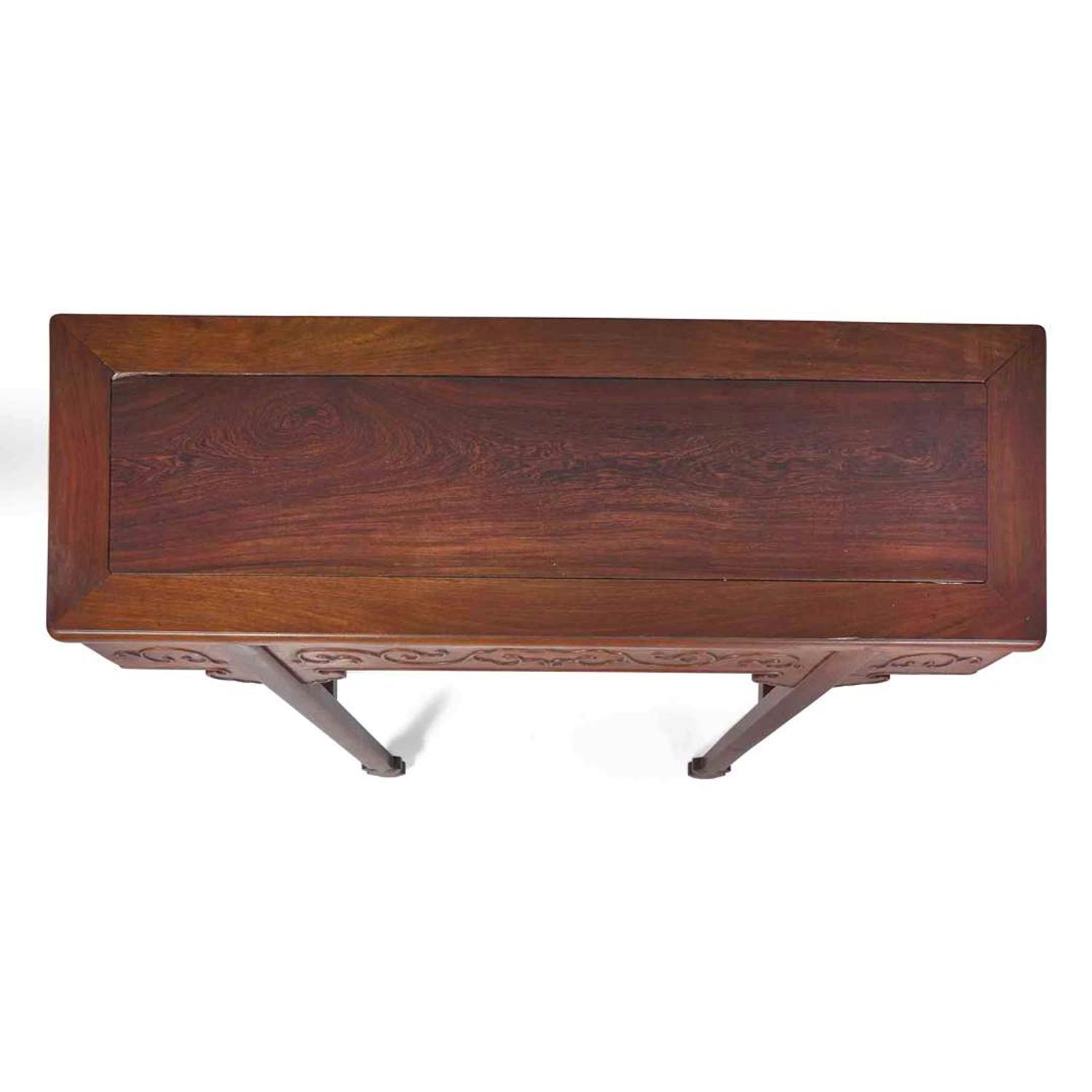 A Chinese Carved Hardwood Side Table