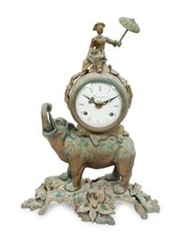An Italian Imperial Bronze Elephant Clock with Rider