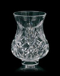 A Pair of Silver Plated Candlesticks with Cut Glass Hurricane Shades