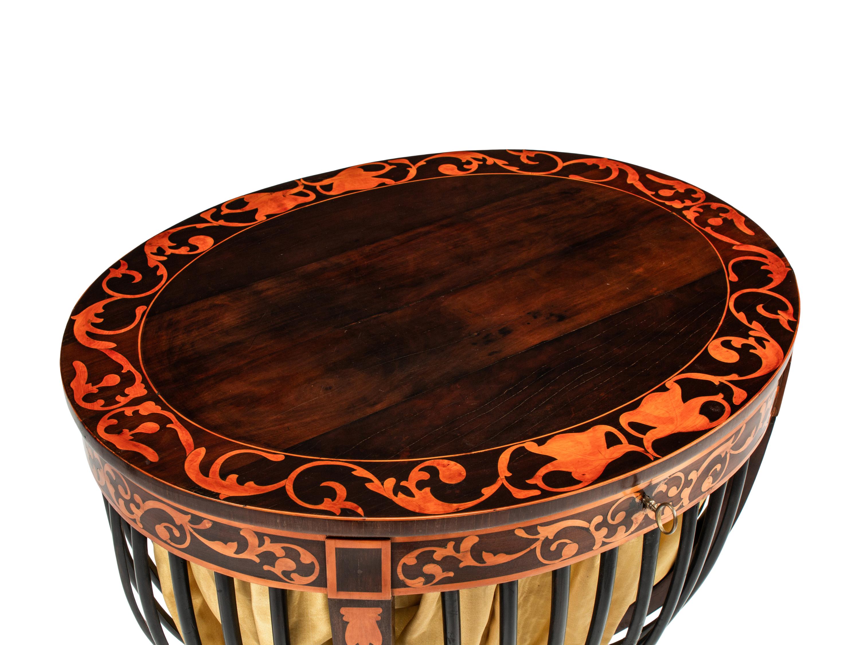 A Continental Inlaid Needlework Basket
