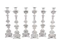 A Set of Six Italian Silver-Plate Altar Candlesticks