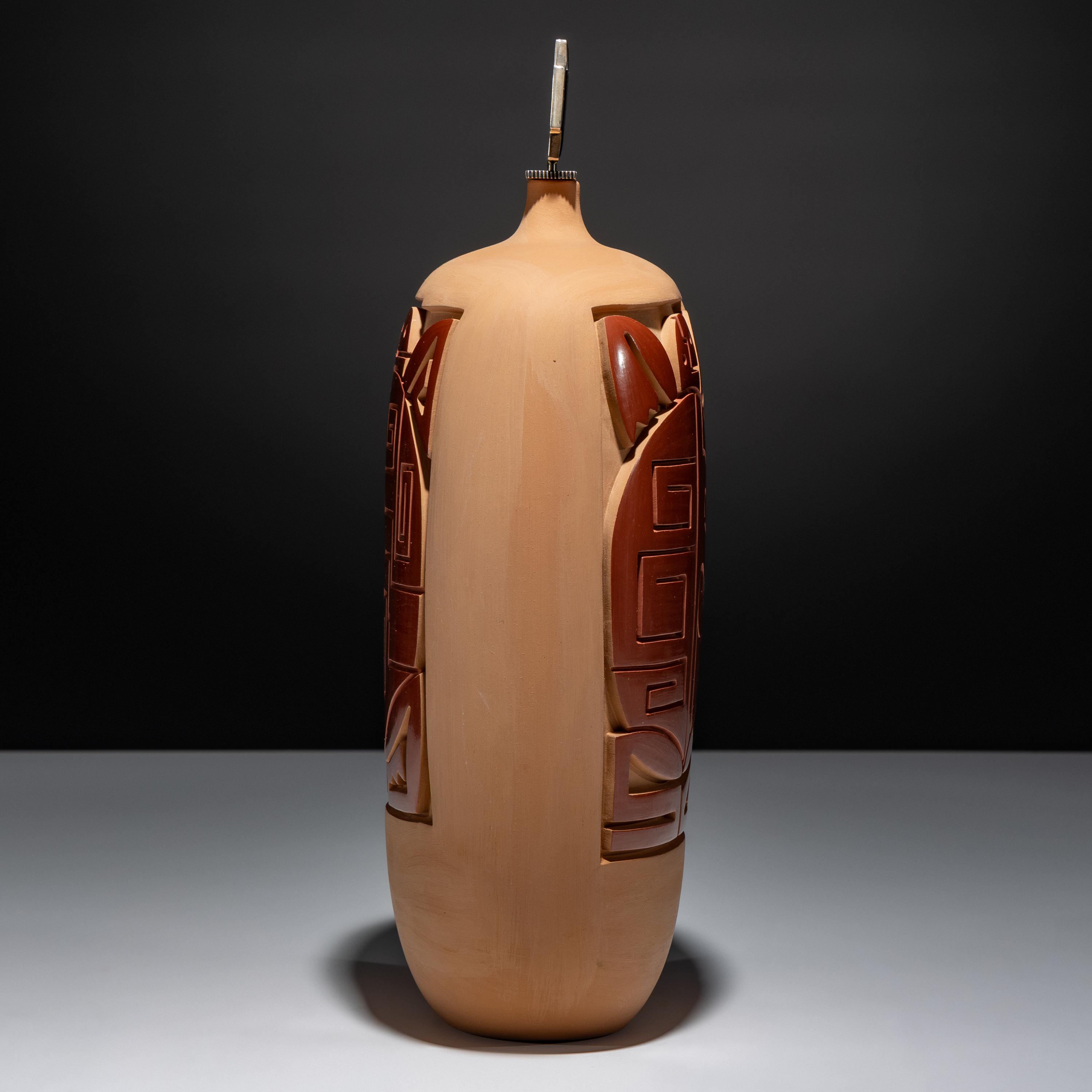Carved Redware Pottery Vase February 1999