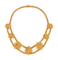YELLOW GOLD AND DIAMOND LION HEAD NECKLACE