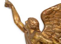 A Pair of Italian Carved Giltwood Winged Angel Appliqués