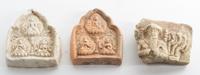 Three Indian Ceramic Miniature Mandorlas. Height of tallest 2 1/2 inches.