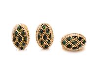 YELLOW GOLD, GREEN TOURMALINE AND DIAMOND SET
