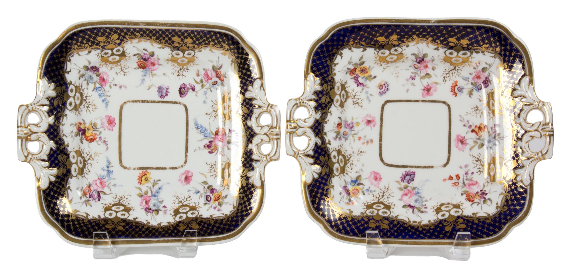 A Pair of English Spode Porcelain Cake Plates Width 9 1/4 inches. — CIRCA 1820