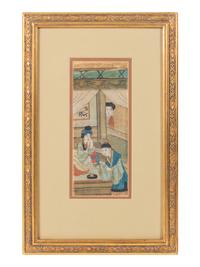 A Set of Three Chinese Silk Paintings