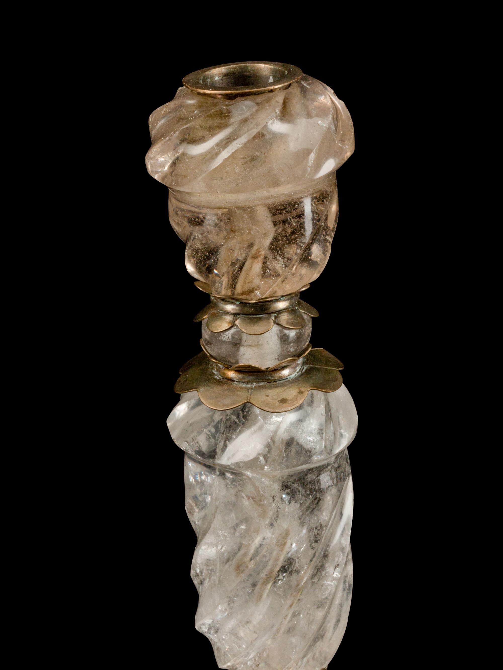 A Set of Four Louis XVI Style Rock Crystal Candlesticks
